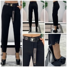 Black High-Waisted Pants with Belt