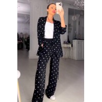 Black Suit with White Polka Dots (100% Polyviscon)